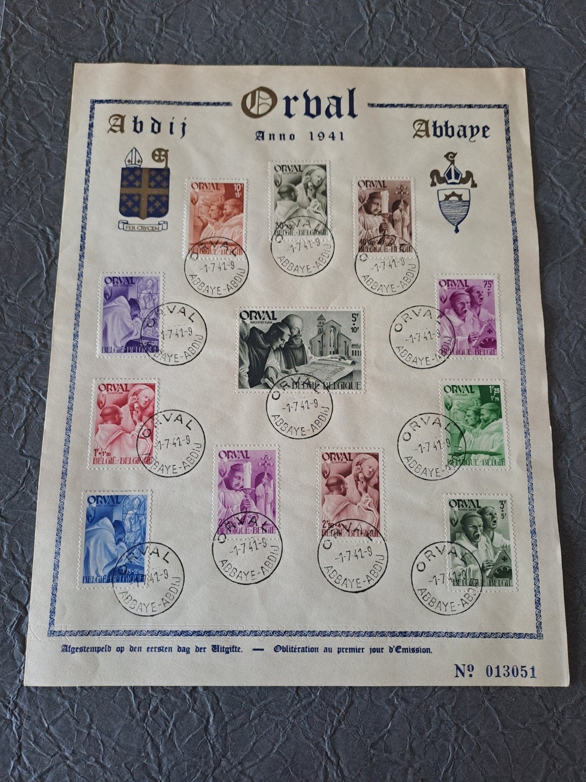 Abbaye des Trappistes d'Orval 1941 fdc, Enlèvement ou Envoi