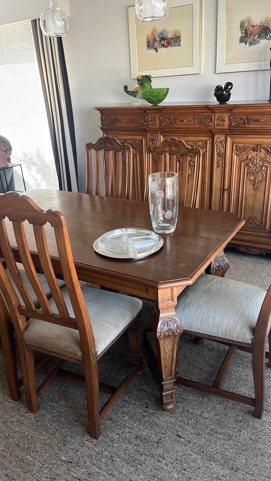 Massief eiken tafel en 6 stoelen, Ophalen