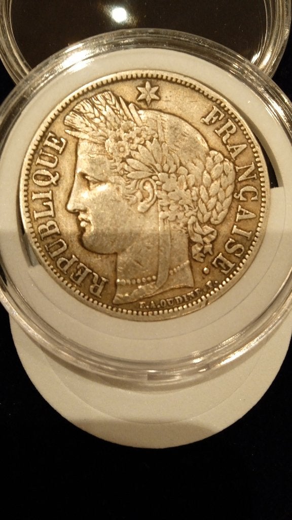 5 francs 1870 A France - type Cérès, Envoi, France, Monnaie en vrac, Argent
