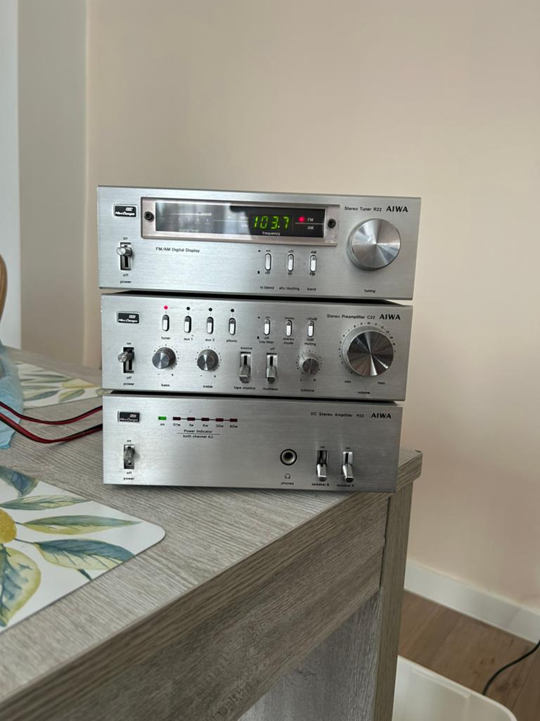 Vintage AIWA Mini Compo stereo set te koop in goede staat., Enlèvement, Comme neuf
