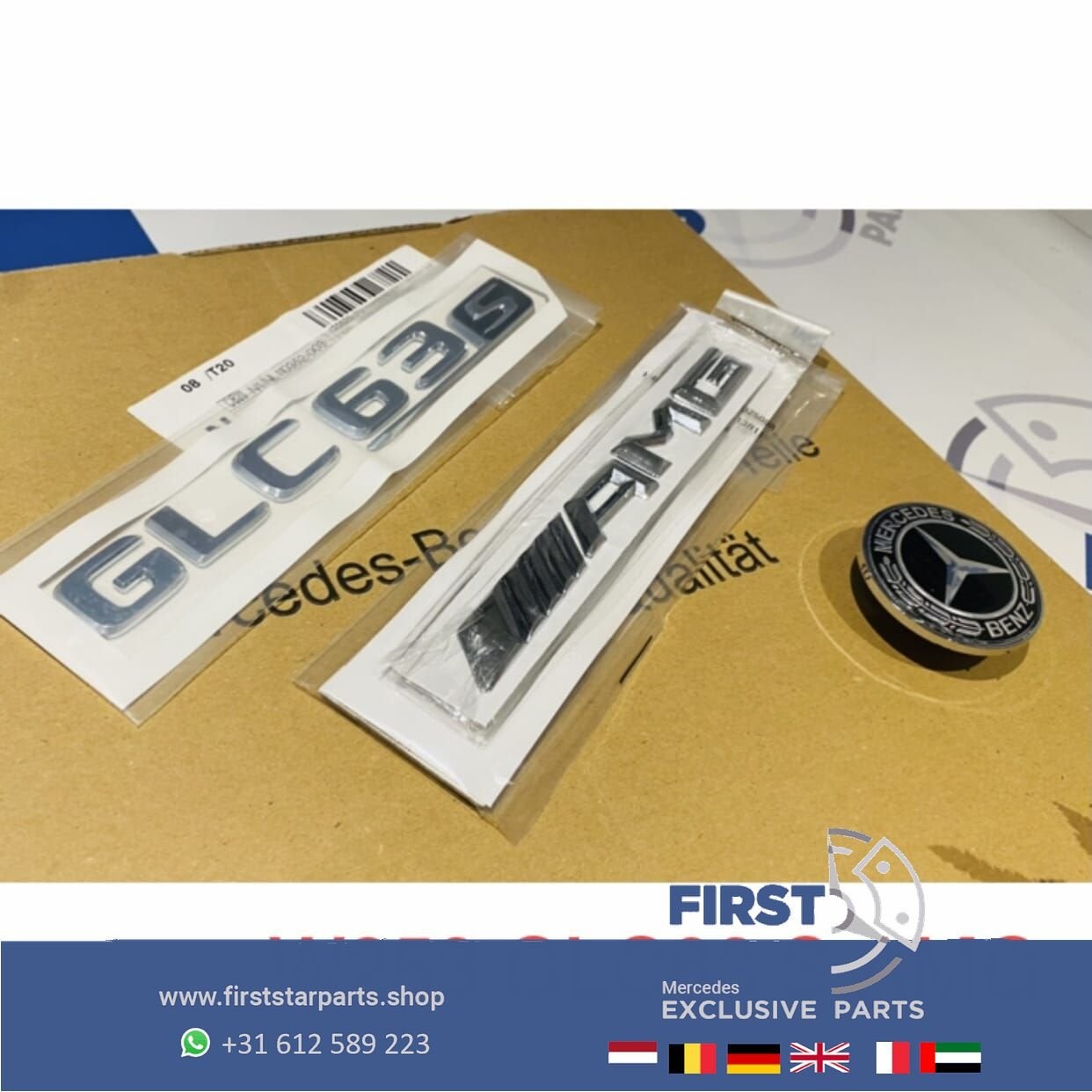 W253 C253 GLC63 S AMG LOGO SET CHROOM EMBLEMEN SET Mercedes, Gebruikt, -, Ophalen of Verzenden, -