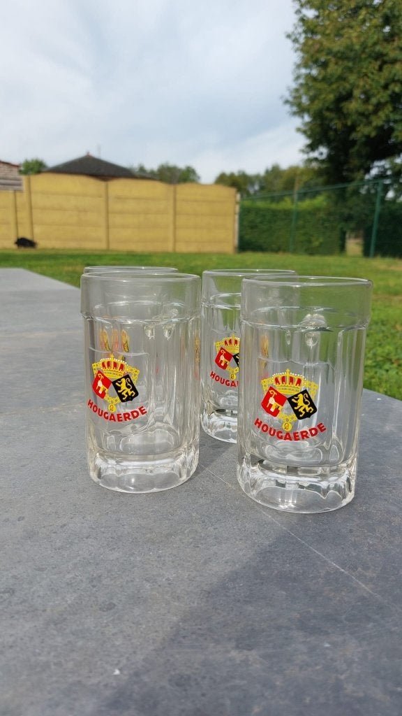 4 coupes à bière Hougaerde vintage en parfait état, Enlèvement ou Envoi, Comme neuf, Verre ou Verres, Autres marques
