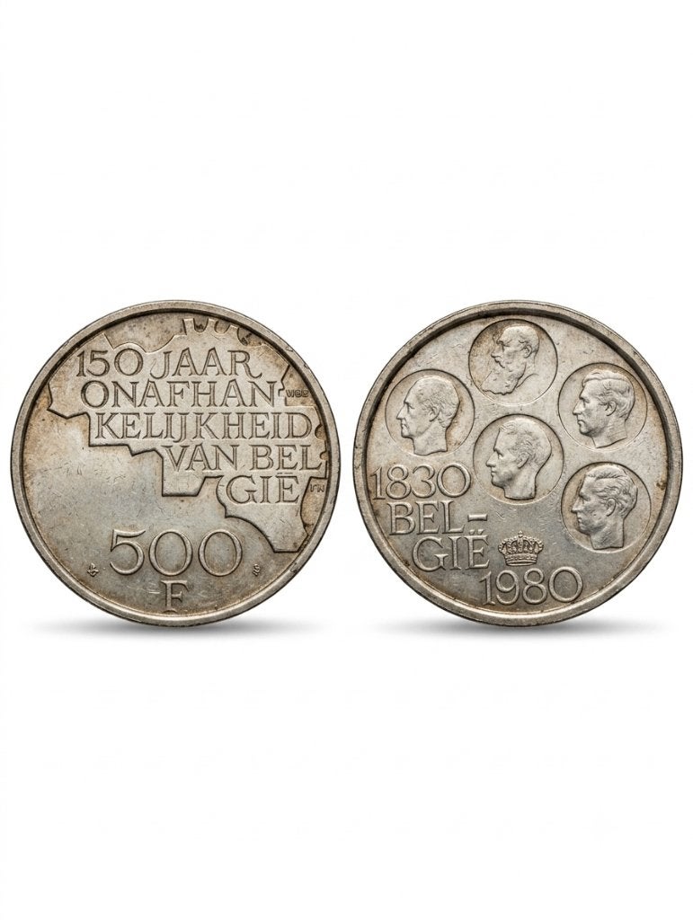 Belgische Zilveren Herdenkingsmunt 500 Frank (1980), Verzenden, Zilver, Losse munt, Zilver