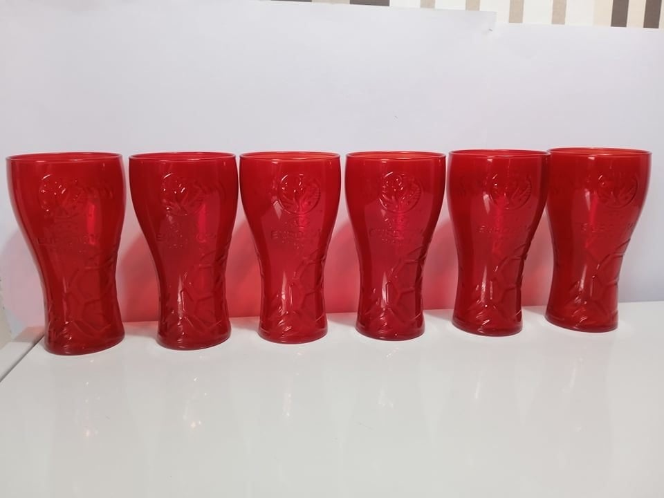 6 x zeldzame Coca-Cola glazen UEFA 2016 Frankrijk, Ophalen, Gebruikt, Frisdrankglas