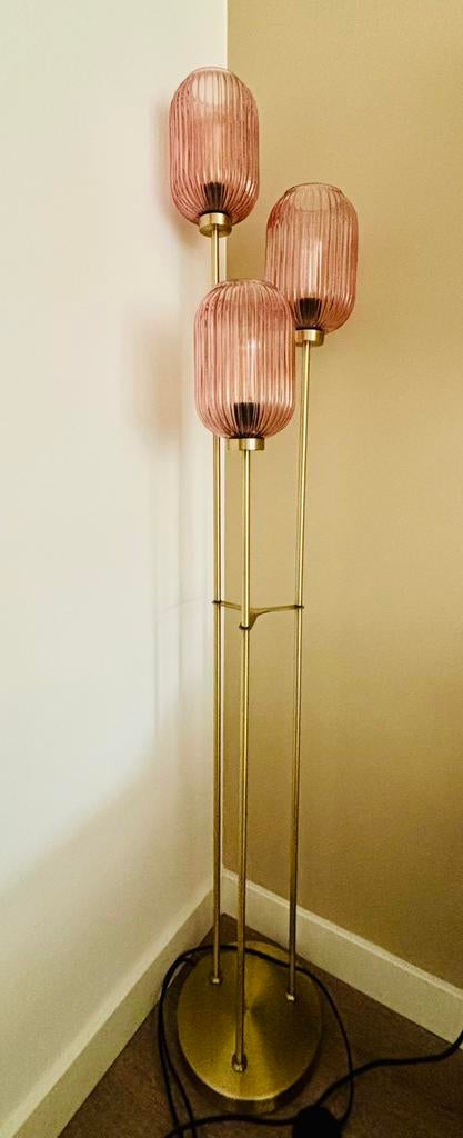 Lampadaire avec 3 abat-jour en verre, Enlèvement, Comme neuf