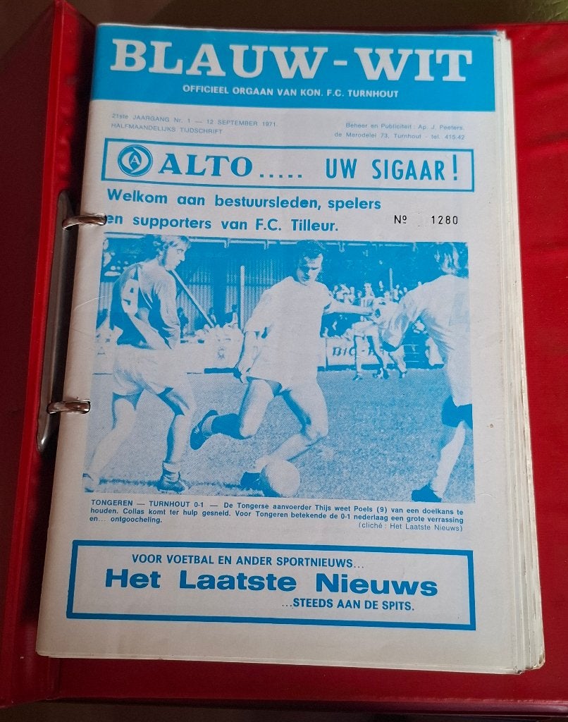 KFC Turnhout oude tijdschriften Blauw-Wit 1971-1974, Verzamelen, Ophalen of Verzenden, Gebruikt, Boek of Tijdschrift