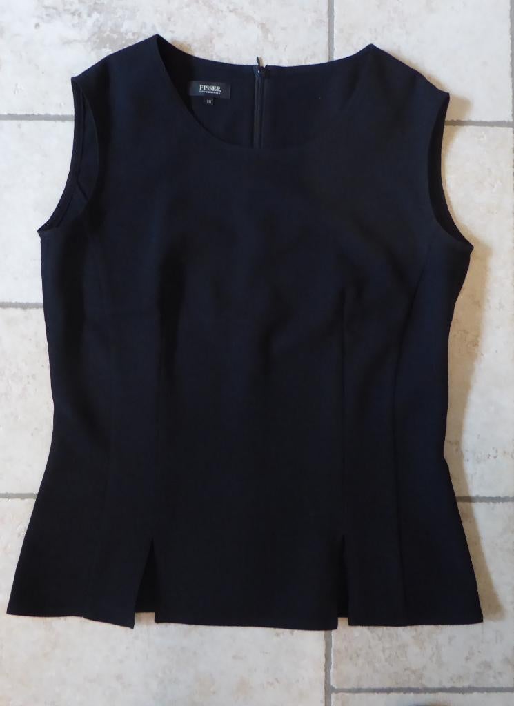 Zwarte bloes " Fisser " m 38, Kleding | Dames, Blouses en Tunieken, Zo goed als nieuw, Ophalen