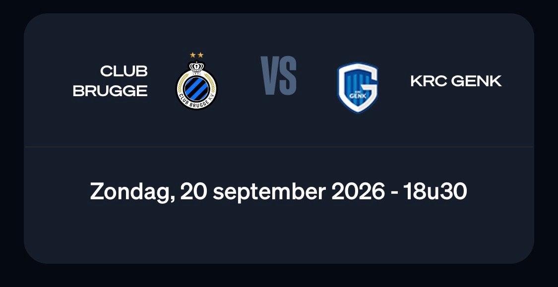 1 Ticket Club Brugge - R. Genk (Oost 313), Tickets en Kaartjes, Losse kaart, Eén persoon