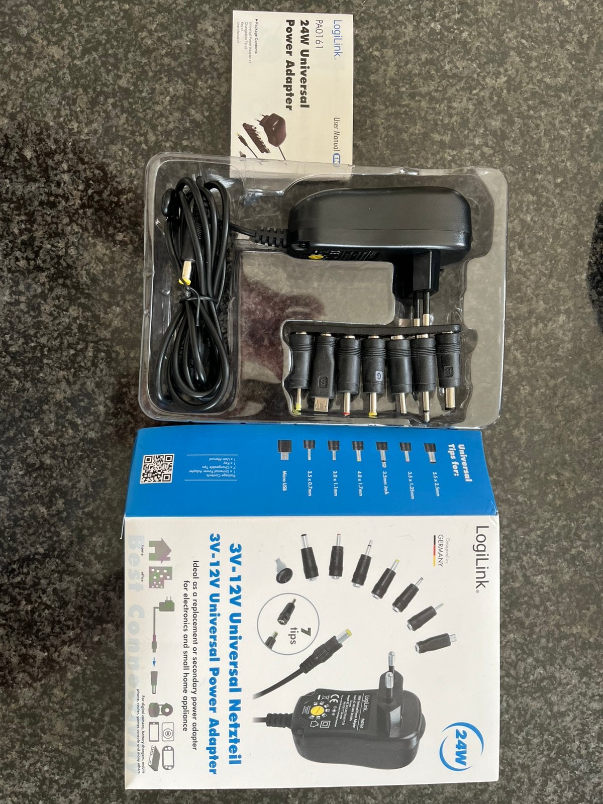 LogiLink 3v-12v universal power adaptor - 7 tips, Audio, Tv en Foto, Opladers, Ophalen, Nieuw