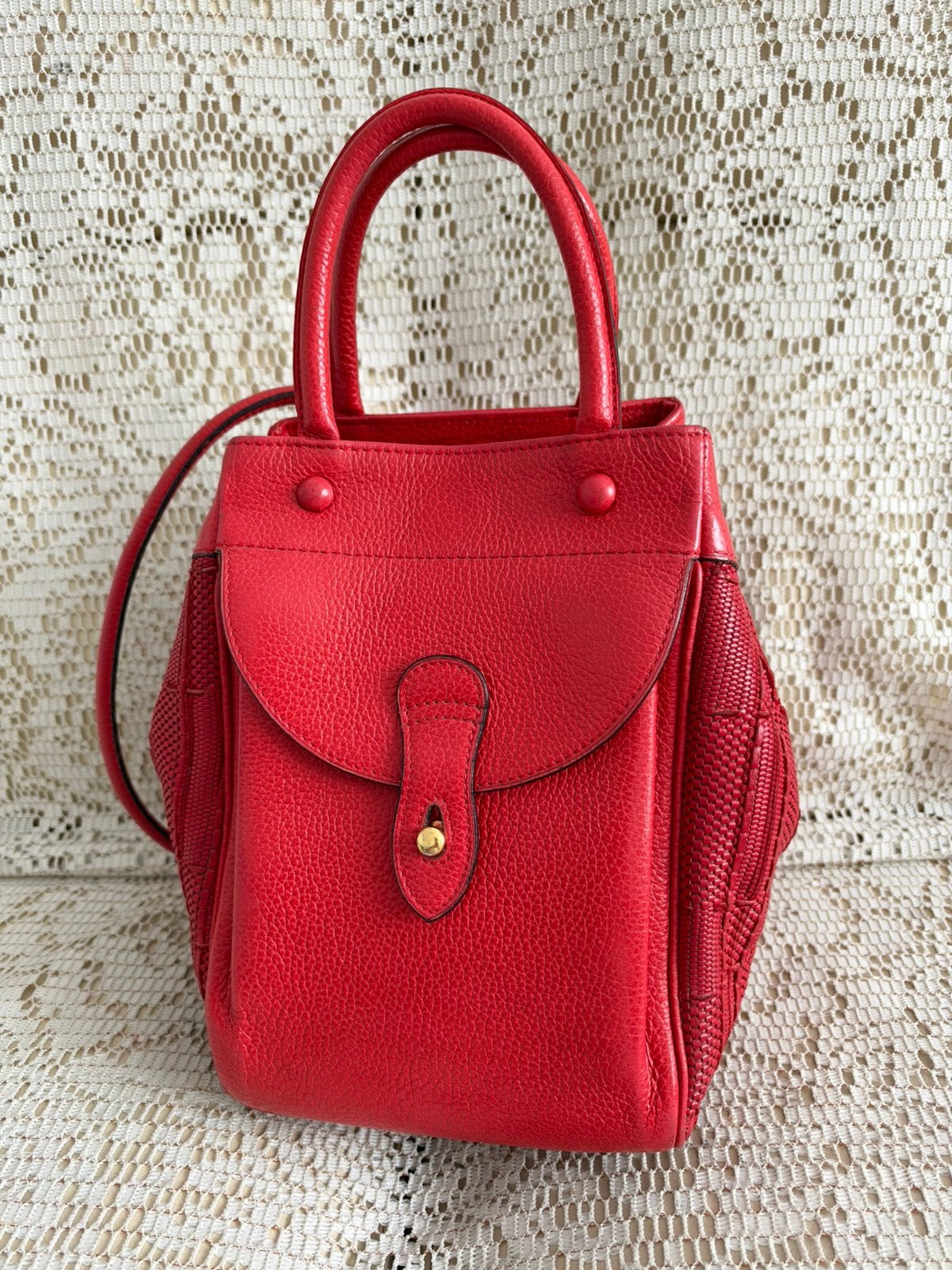 Sac Lievin cuir rouge, artisan Delvaux, Bijoux, Sacs & Beauté, Enlèvement ou Envoi, Comme neuf, Rouge