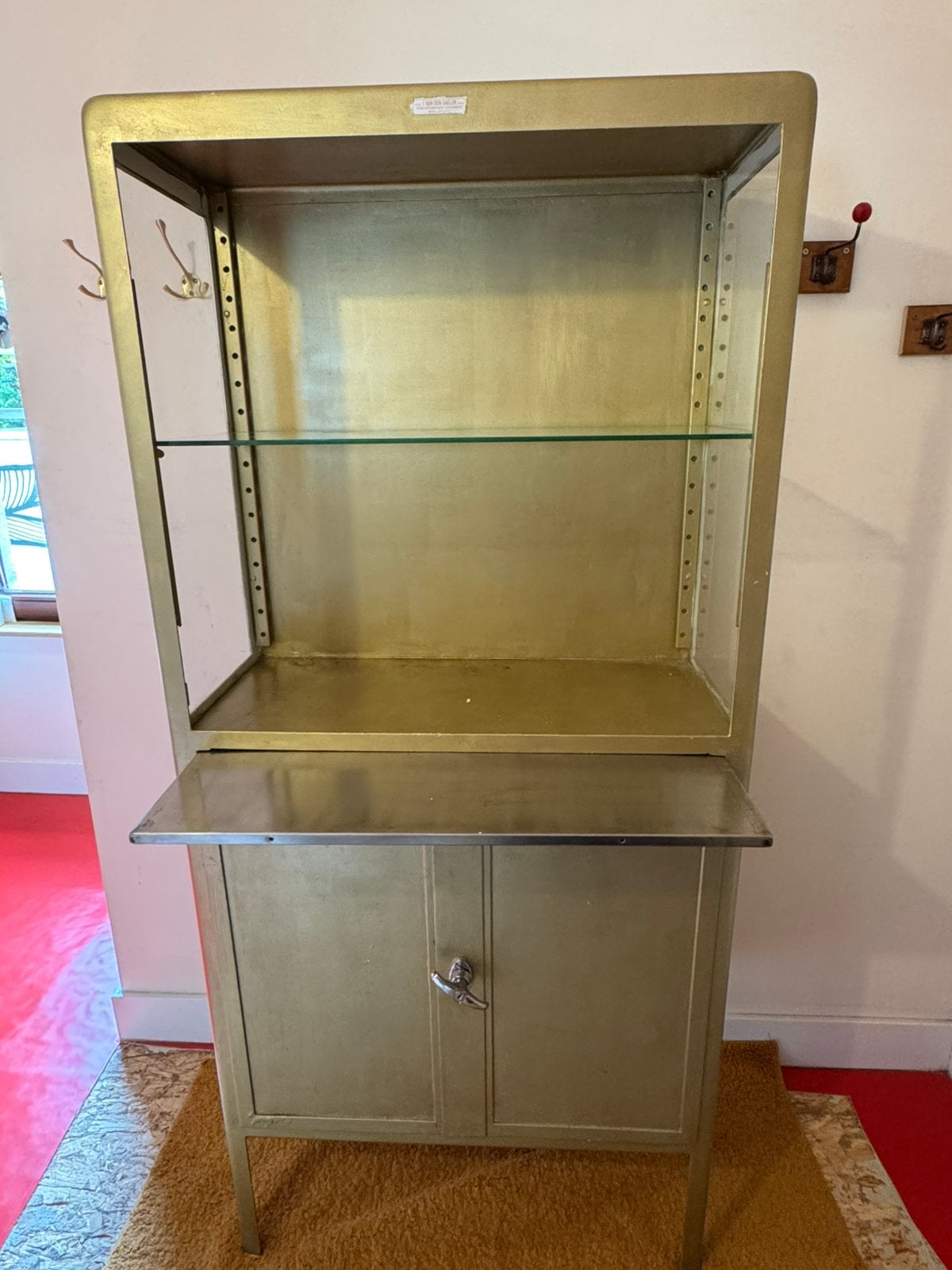Vintage metalen vitrinekast, Huis en Inrichting, Ophalen, Vintage, 50 tot 100 cm, Metaal