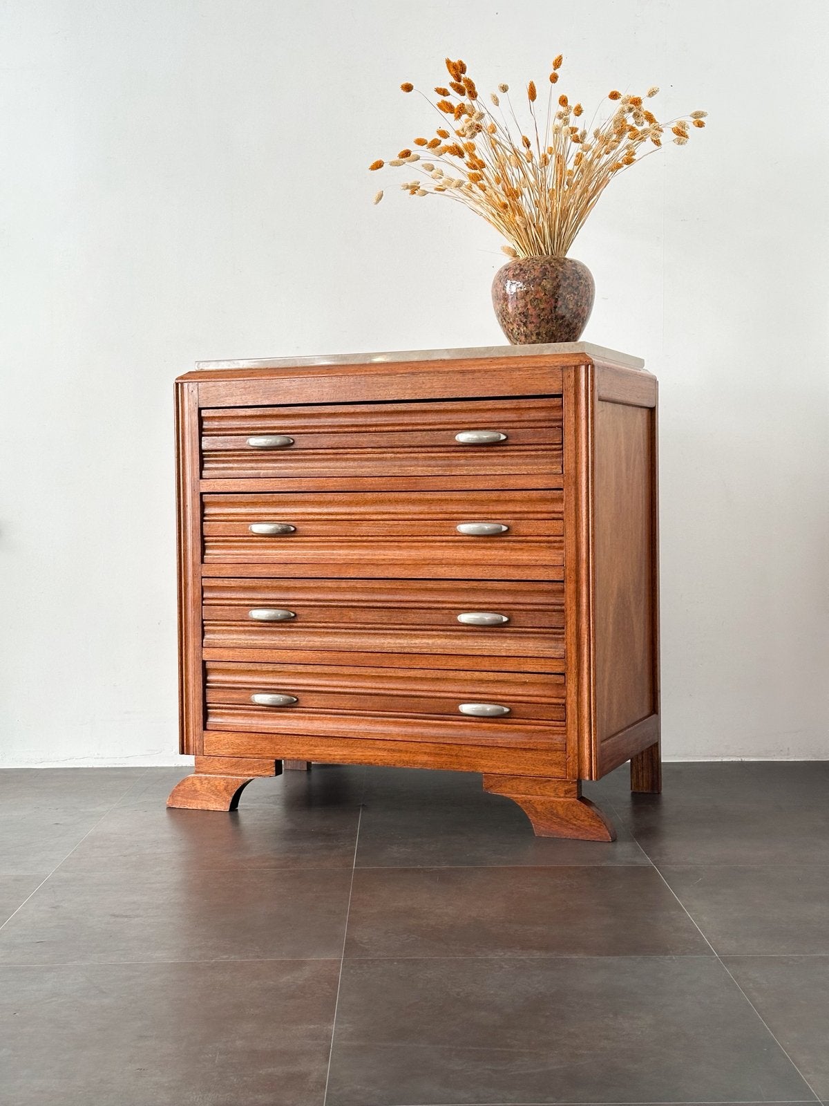 Commode 4 tiroirs art déco et son plateau en marbre, Maison & Meubles, Armoires | Commodes, Enlèvement, Comme neuf