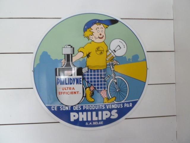 emaille bord reclamebord PHILIDYNE rijwiel antieke fiets, Ophalen of Verzenden, Reclamebord