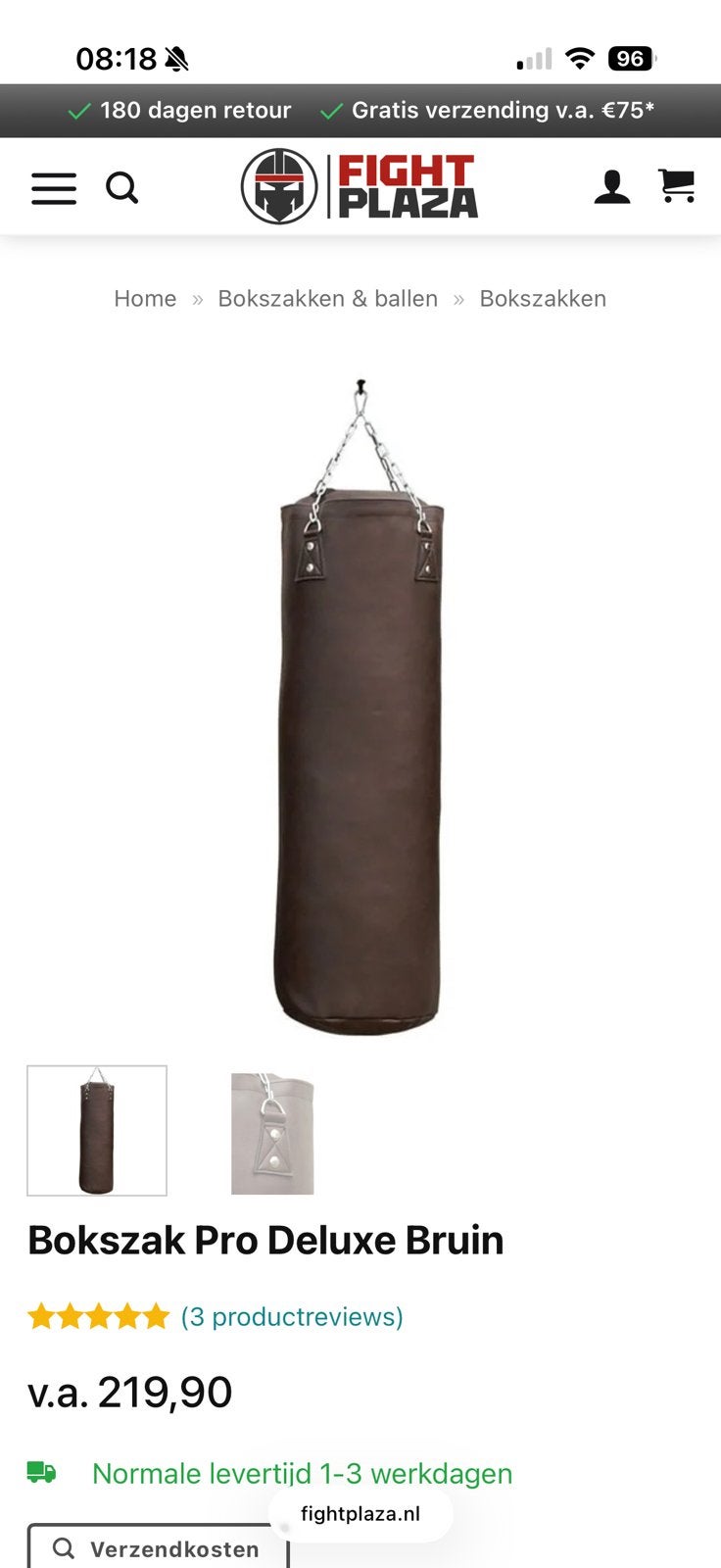 Bokszak Pro Deluxe 120cm, Ophalen, Zo goed als nieuw, Bokszak