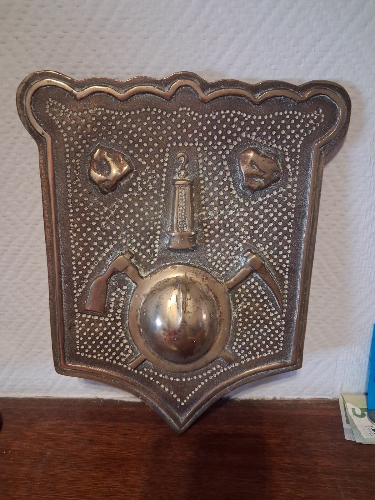 plaque de charbonnage en laiton, Antiquités & Art, Antiquités | Bronze & Cuivre, Enlèvement, Cuivre