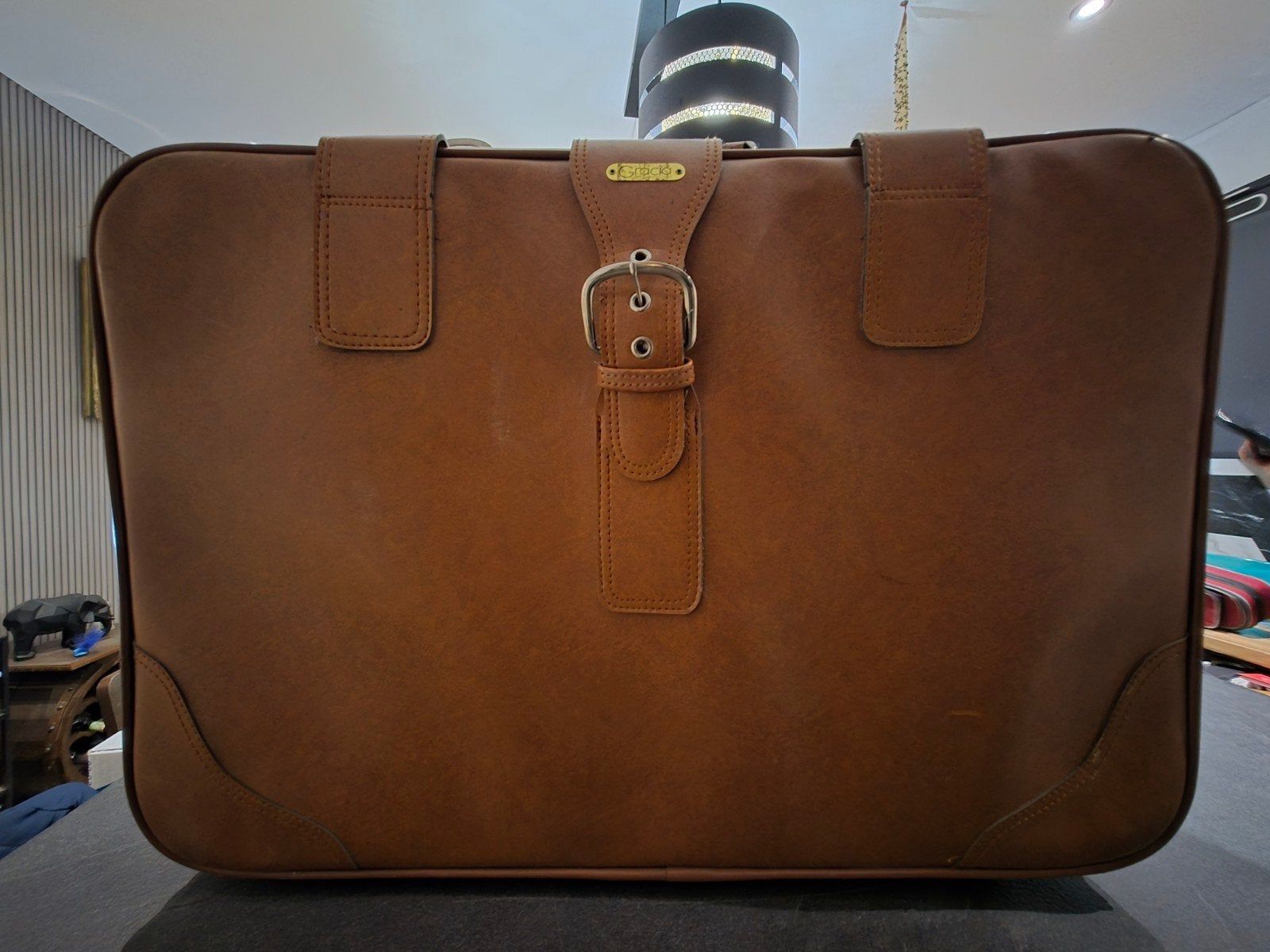 Set de valises vintage de voyage Gracia - Effet cuir marron, Bijoux, Sacs & Beauté, Comme neuf, Enlèvement, 60 à 70 cm, 45 à 55 cm