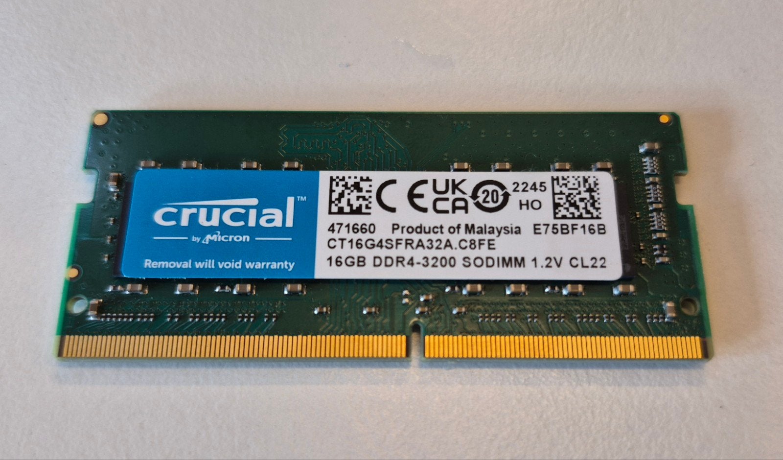 CRUCIAL - 16GB - DDR4 - 3200MHz -SODIMM laptopgeheugen, Computers en Software, DDR4, Refurbished, Ophalen of Verzenden, Laptop