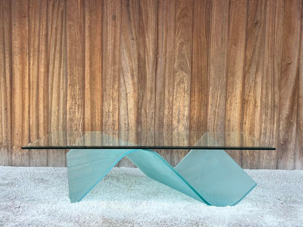 Vintage curved coffeetable by Reflex, Antiquités & Art, Antiquités | Meubles | Tables, Enlèvement
