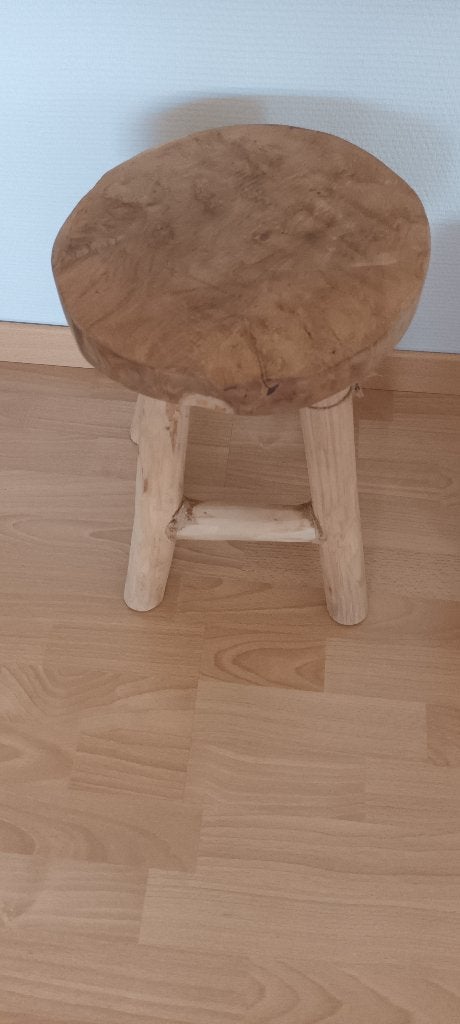 Krukje in teak, Huis en Inrichting, Krukjes, Ophalen, Zo goed als nieuw, Hout