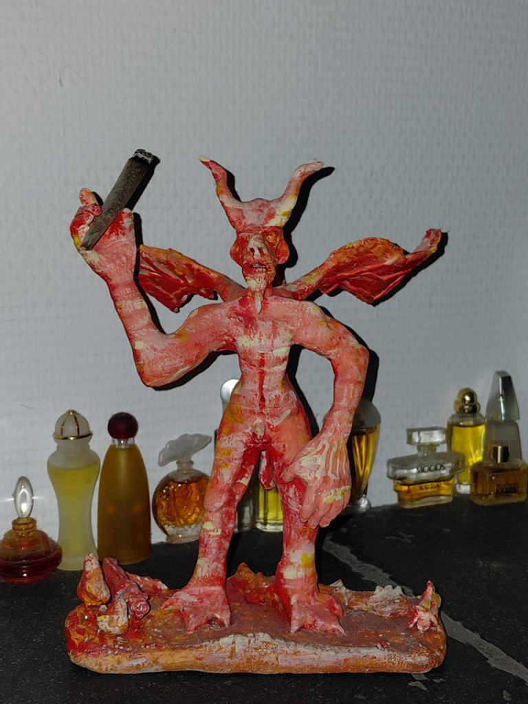 Sculpture unique en argile, figurine de diable, porte-cigare, Hobby & Loisirs créatifs, Bricolage, Enlèvement
