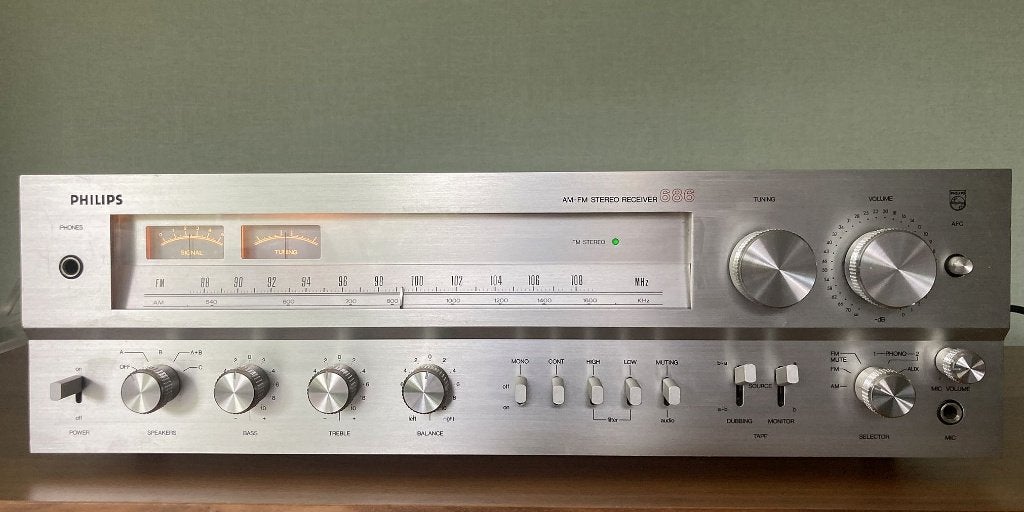 Prachtige Vintage Philips 686 Receiver (22AH686) – 2x60W, TV, Hi-fi & Vidéo, Autres marques, Enlèvement ou Envoi, 60 à 120 watts