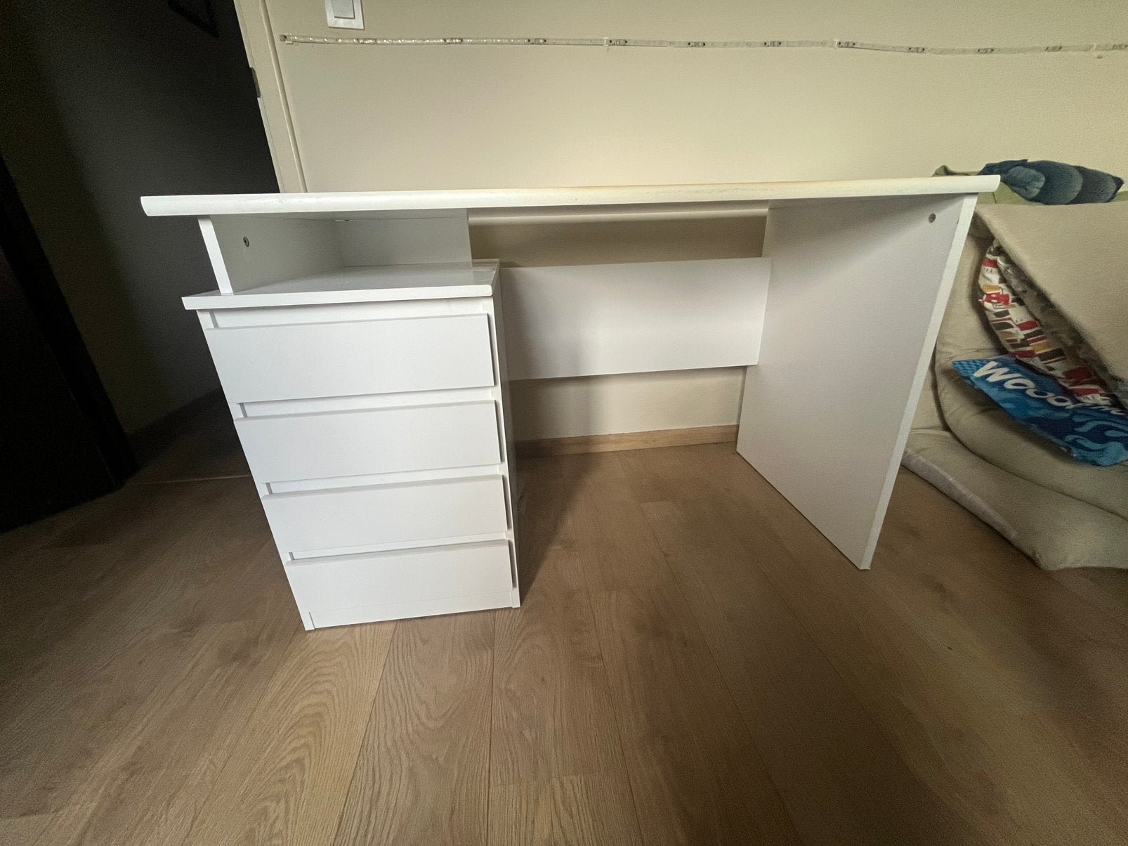 Bureau blanc, Démontable, 114 cm, Classique, Utilisé