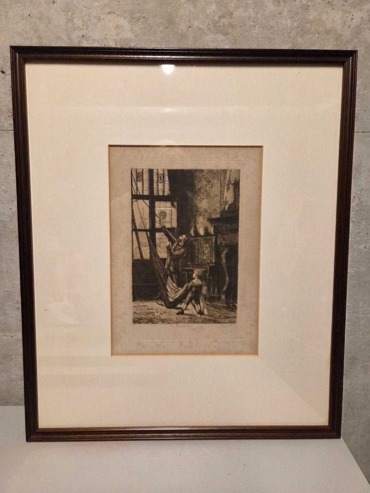 Gravure van woonkamertafereel, Enlèvement, Eau-forte