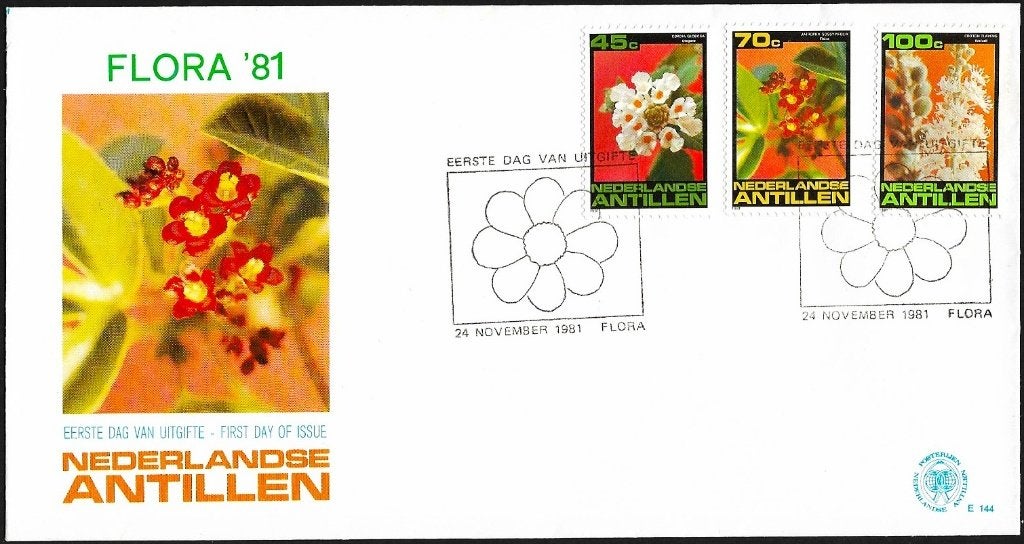 1981 - ANTILLES NÉERLANDAISES - FDC Flora [Y&T 644/646], Timbres & Monnaies, Timbres | Antilles néerlandaises, Non oblitéré, Envoi