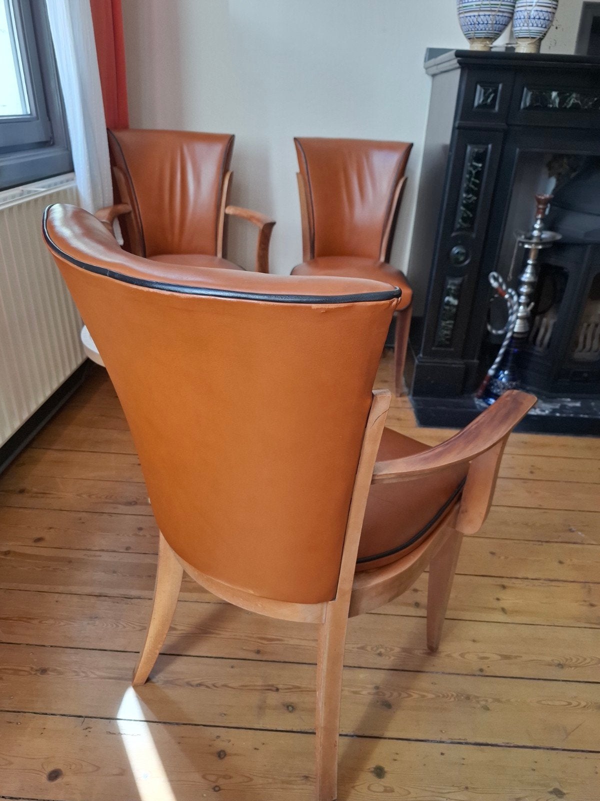 stoelen art deco, Huis en Inrichting, Stoelen, Ophalen, Bruin, Art deco, Leer