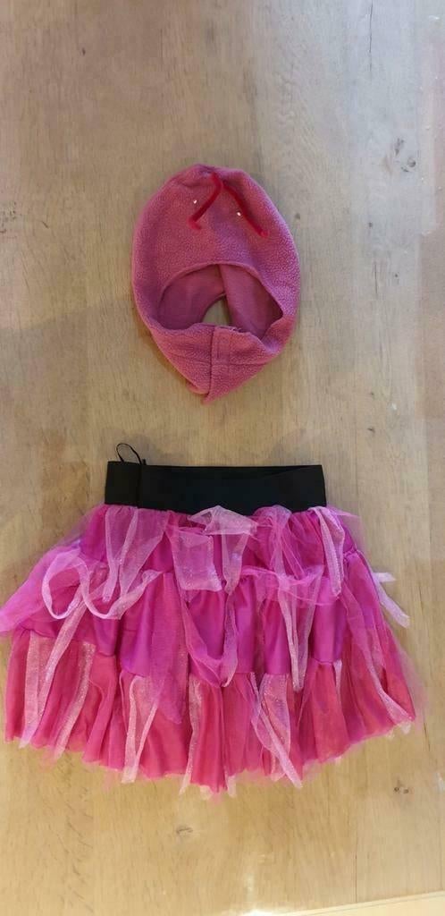 Verkleedkledij : Roos voile rokje met muts, Kinderen en Baby's, Ophalen of Verzenden, Zo goed als nieuw, 146 t/m 152