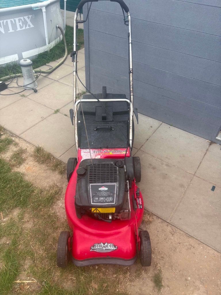 Grasmaaier ROVER ZELTREKKER BENZINE maaibreedte 52, Tuin en Terras, Ophalen, Cirkelmaaier, Gebruikt, Opvangbak