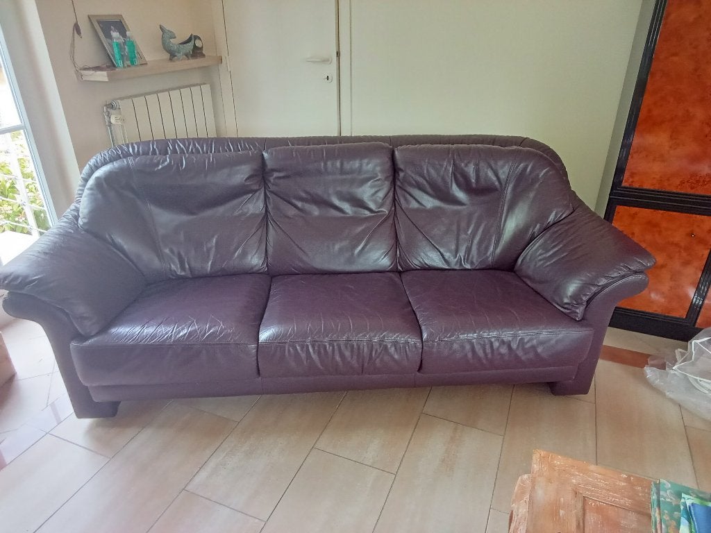 Salon en cuir aubergine/brun, Enlèvement, Utilisé, Cuir, Classic