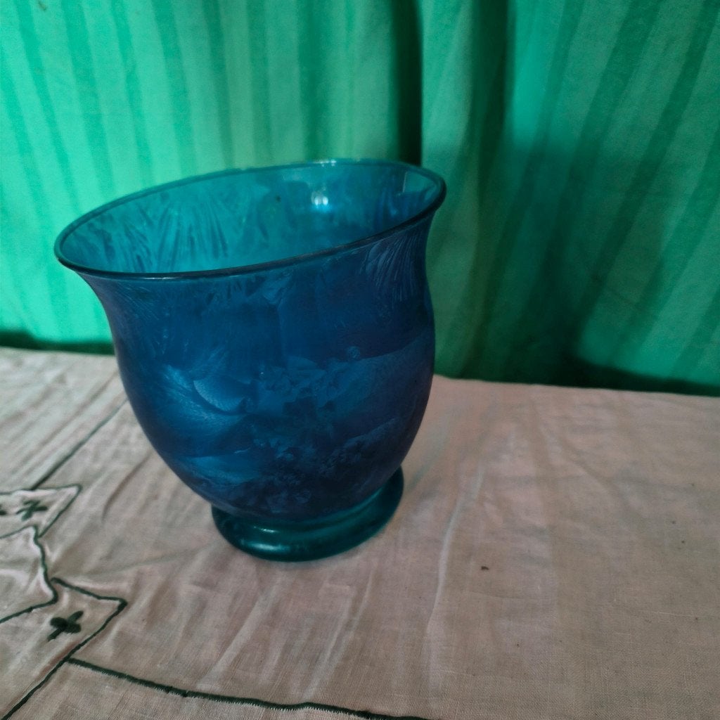 Vintage blauwe kom van geblazen glas in BIOT-stijl, Ophalen of Verzenden