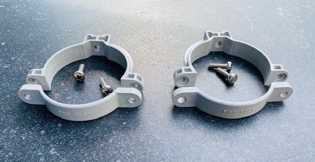 PVC Bevestiging Ronde Afvoerbuis Fixo incl vijzen (€2,5/st), Doe-het-zelf en Bouw, Ophalen of Verzenden, Zo goed als nieuw, PVC