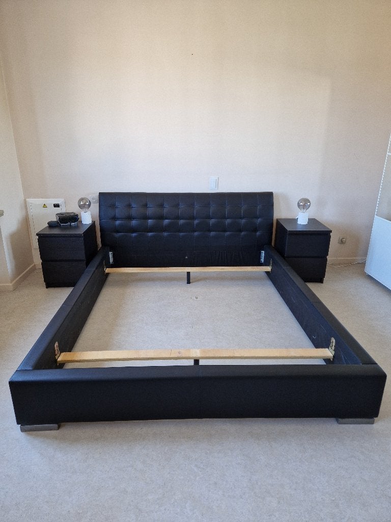 Stijlvol bedframe, Ophalen, Verstelbaar, Zwart, Tweepersoons