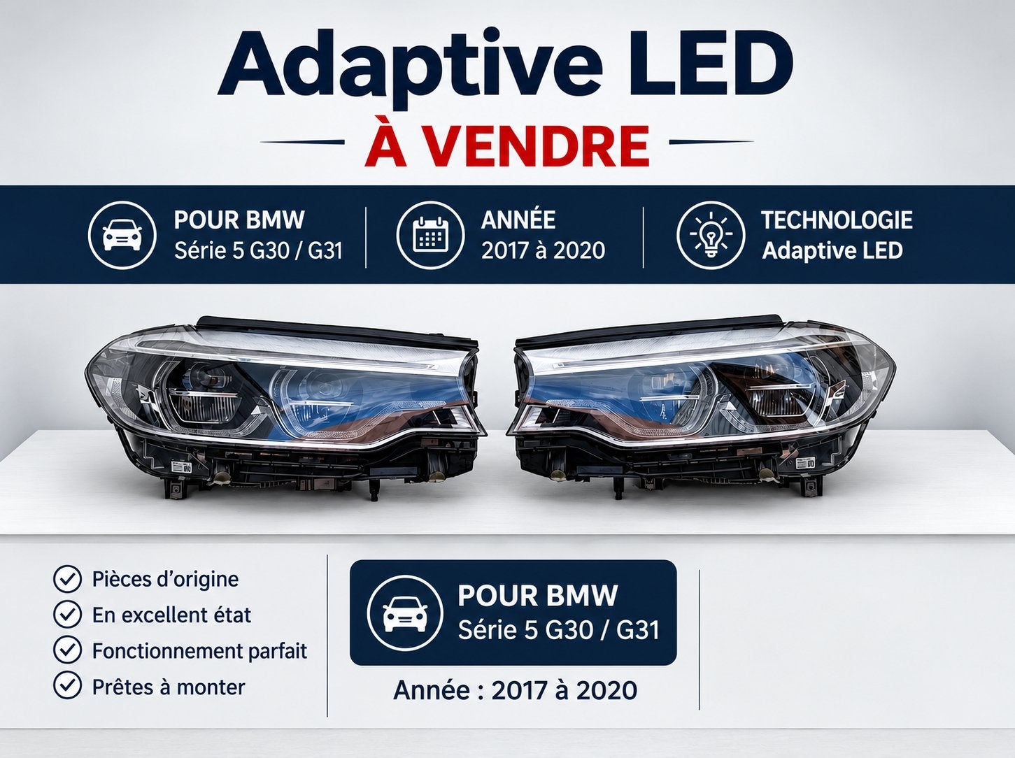 Phares Adaptive LED BMW Série 5 G30 / G31, Autos : Pièces & Accessoires, Enlèvement ou Envoi, BMW
