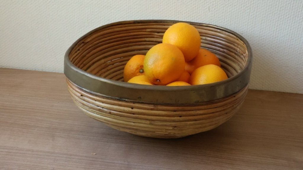 Vintage rotan schaal, Antiek en Kunst, Ophalen of Verzenden, Schaal, Hout