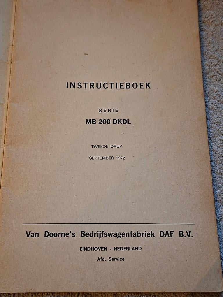 DAF MB 200 DKDL instructieboek, Ophalen of Verzenden, Gelezen, DAF