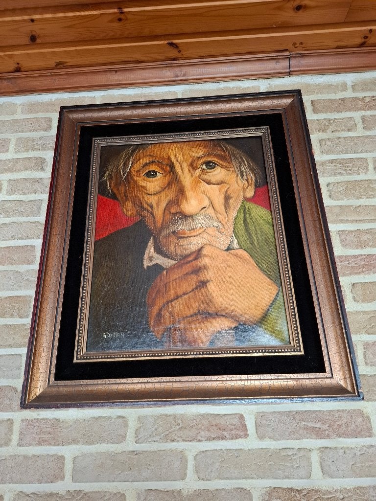 Schilderij man, Antiek en Kunst, Kunst | Schilderijen | Klassiek, Ophalen, Acrylverf, Doek, Portret of Personen