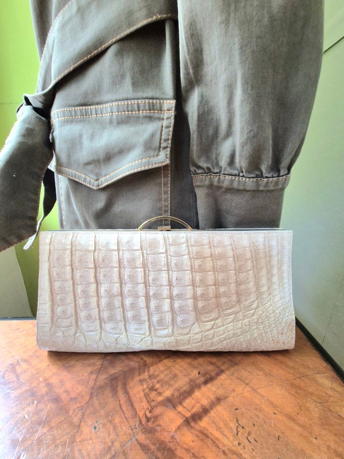 Vintage krokodillenleer clutch, Ophalen of Verzenden