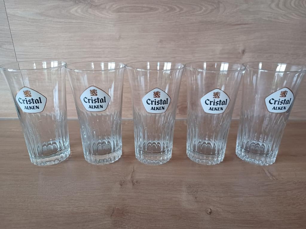Set van 5 CRISTAL ALKEN glazen., Ophalen, Zo goed als nieuw