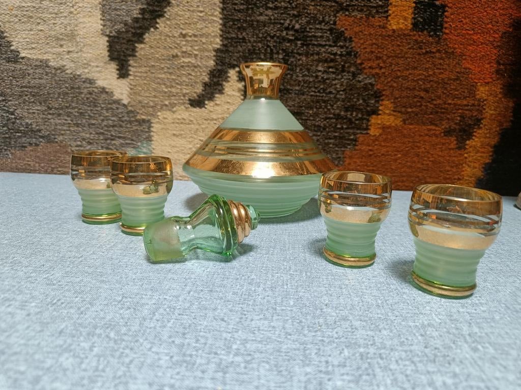 De Ruppel Boomse glas Decanter met 4 glazen, Ophalen of Verzenden