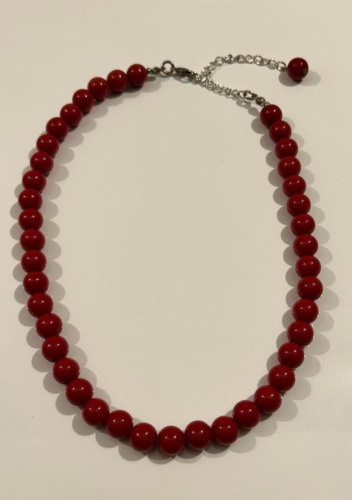 Rode kralenketting, Bijoux, Sacs & Beauté, Colliers, Enlèvement ou Envoi, Neuf, Rouge