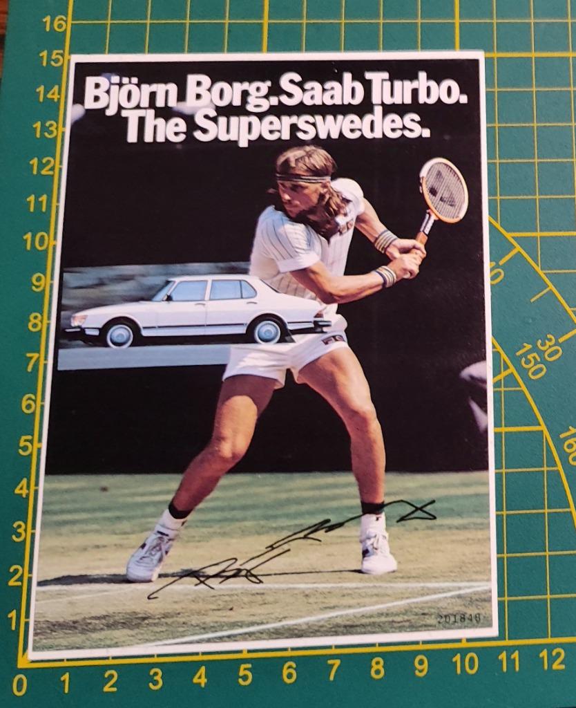 Sticker Saab 900 Turbo - Björn Borg 1979 (ook postkaart), Verzamelen, Ophalen of Verzenden