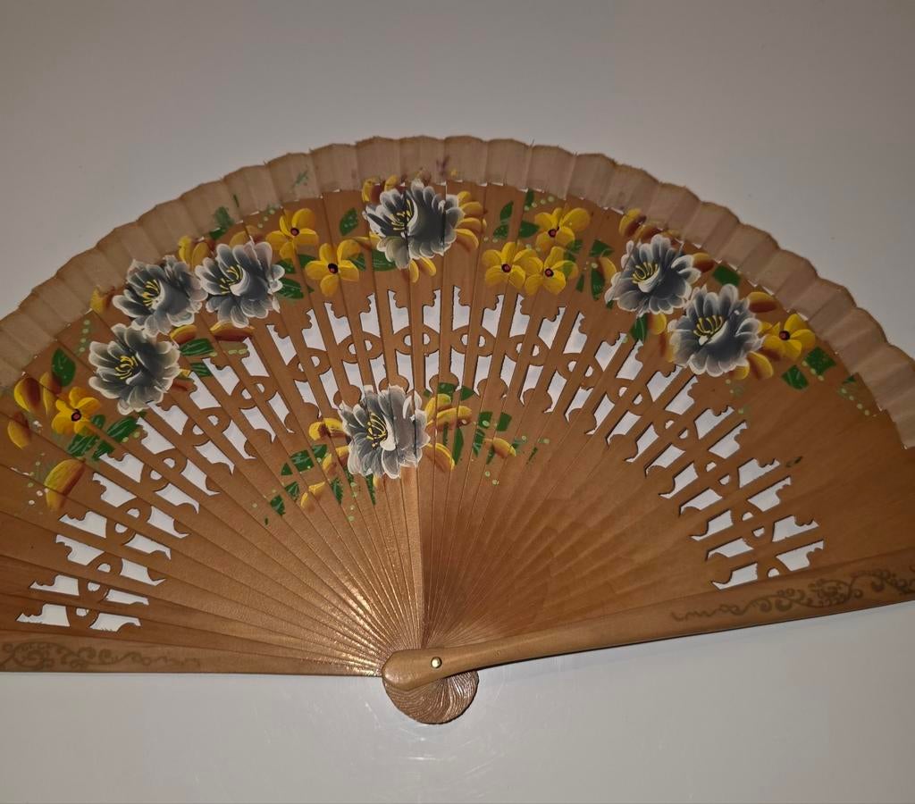 Vintage fan van de collectie handschilderijen uit Spanje, Antiek en Kunst, Ophalen
