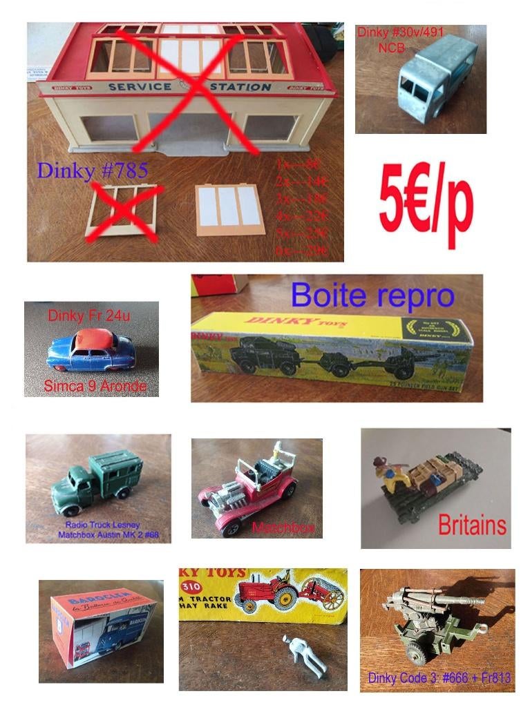 Lot Dinky Toys(Alvis #691,Simca,DS,..) + Matchbox + Britains, Antiek en Kunst, Antiek | Speelgoed, Ophalen of Verzenden