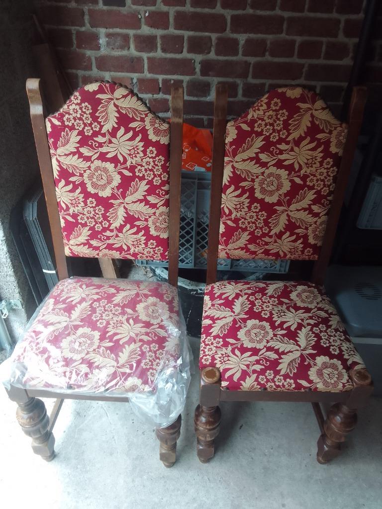2 anciennes chaises bois et tissus TBE, Maison & Meubles, Chaises, Enlèvement, Comme neuf, Tissus