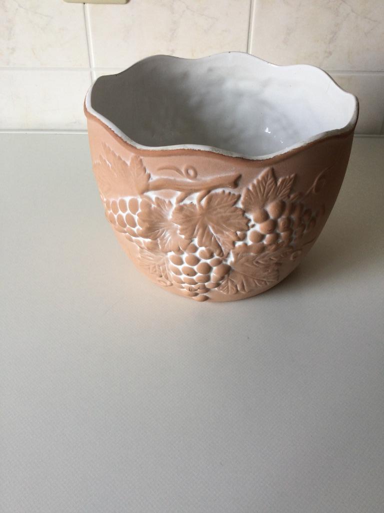 Aardewerken bloempot - cachepot gedecoreerd met druiventak, Enlèvement ou Envoi, Poterie