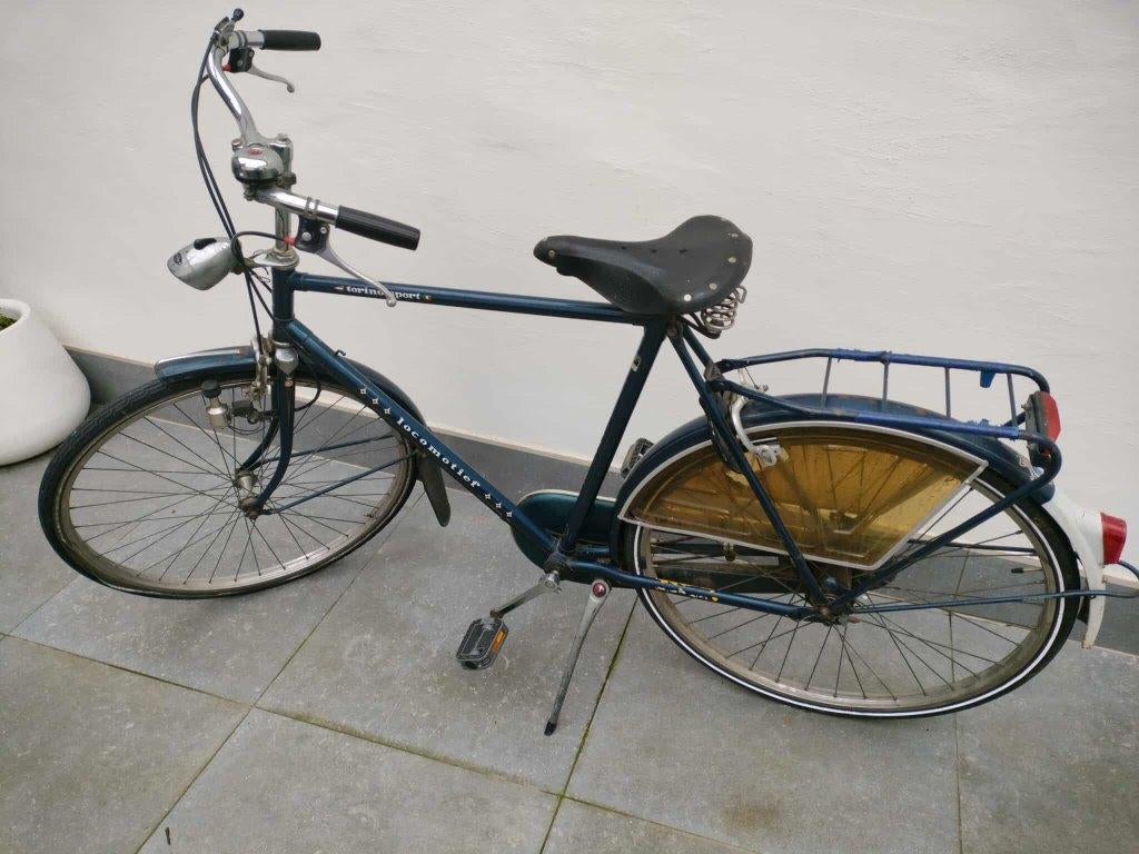 Herenfiets locomotief donkerblauw, Fietsen en Brommers, Gebruikt, Velgrem, Versnellingen, 65 cm of meer