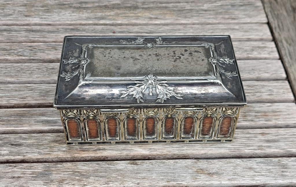 Boîte à cigare ancienne en métal argenté, années 1930, Enlèvement ou Envoi